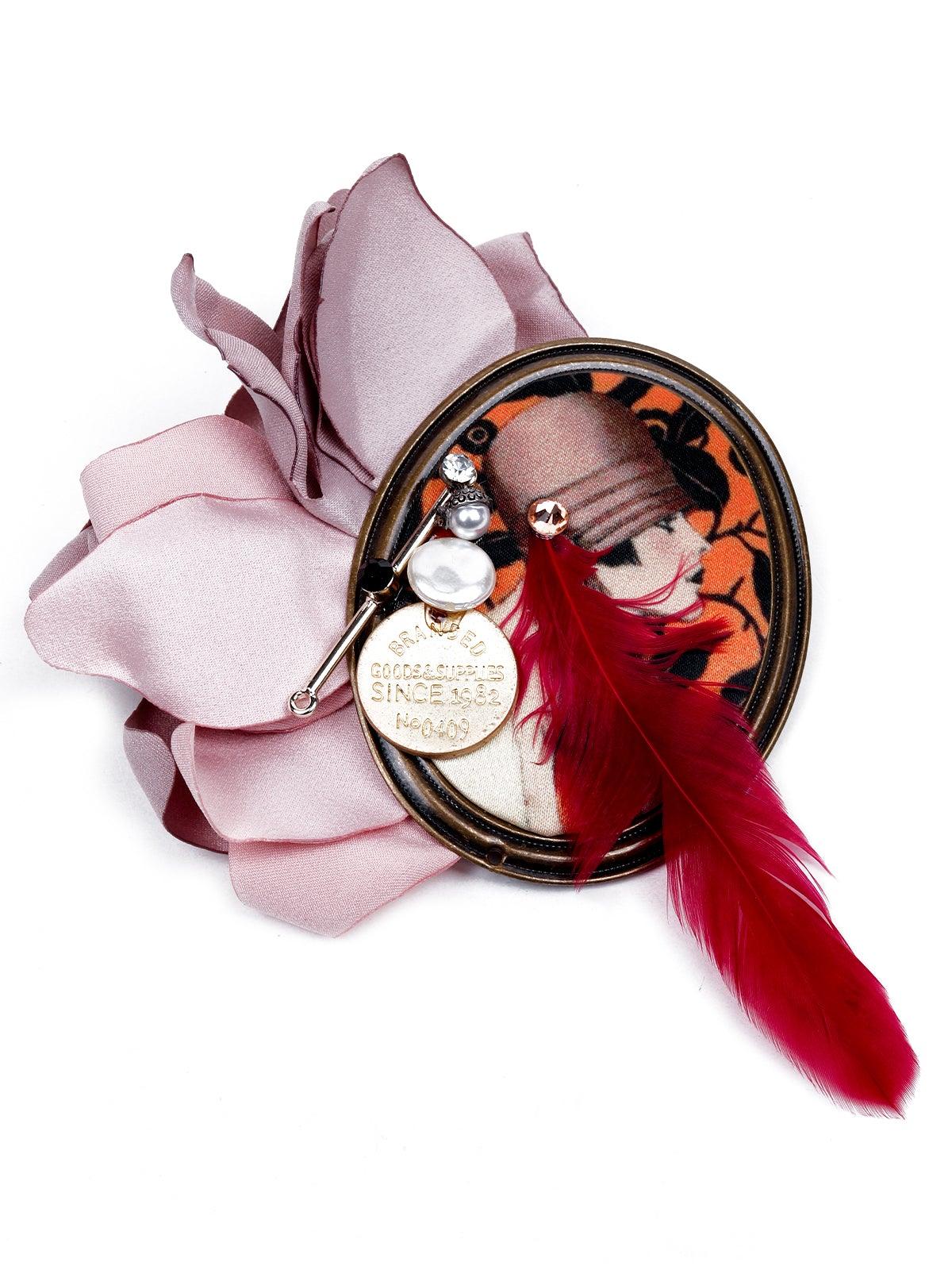 Odette Women Maroon Metal Brooch - Image 3