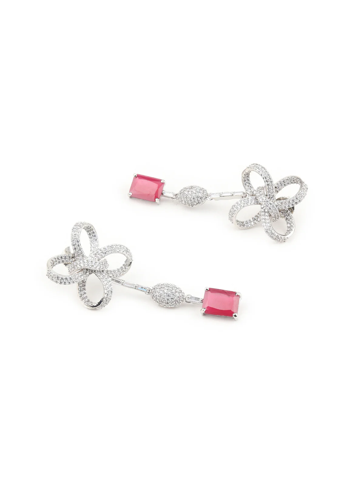 Odette Women Maroon German Rhodium Choker Neckpiece Set - Image 6