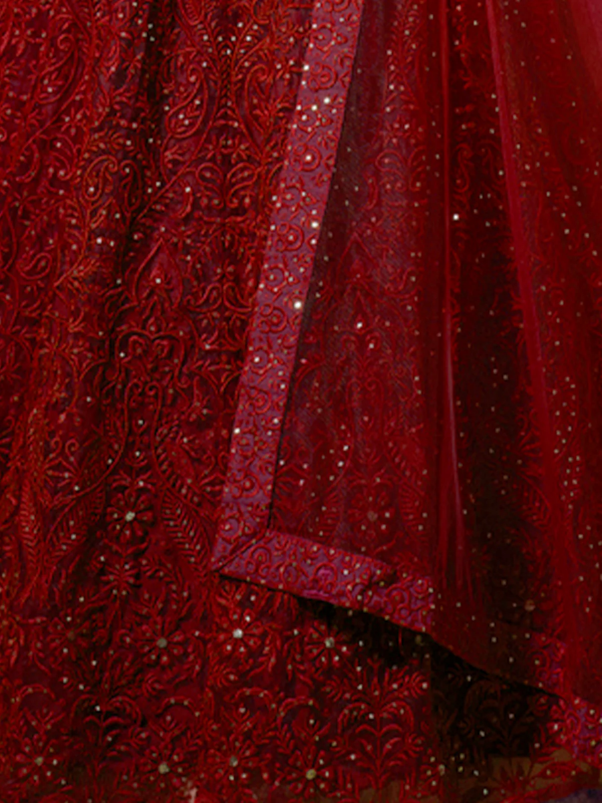 Odette Women Maroon Sequins, Thread Semi Stitched Lehenga With Unstitched Blouse - Image 4