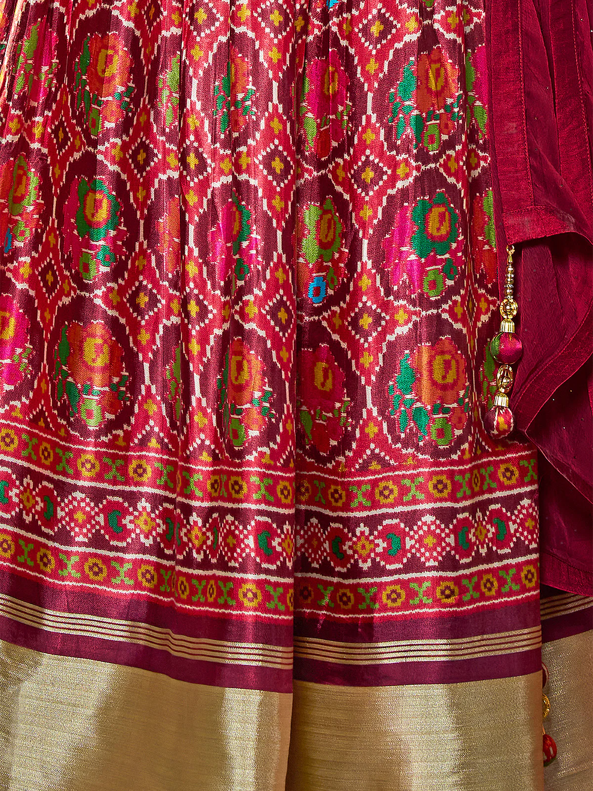 Odette Women Maroon Silk Printed Semi Stitched Lehenga With Unstitched Blouse - Image 6