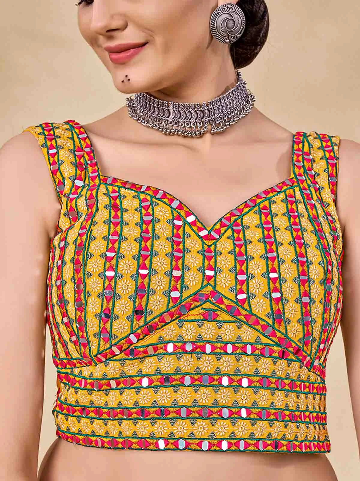 Odette Women Maroon Embroidered Semi Stitched Lehenga With Unstitched Blouse - Image 3