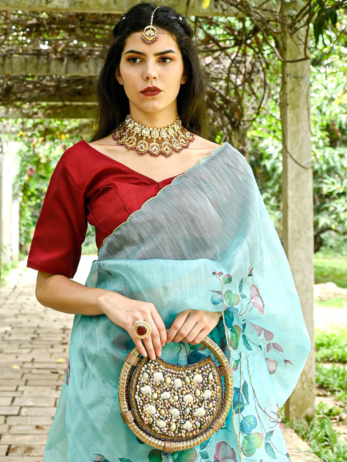 Odette Women Metallic Brown Moon Clutch - Image 2