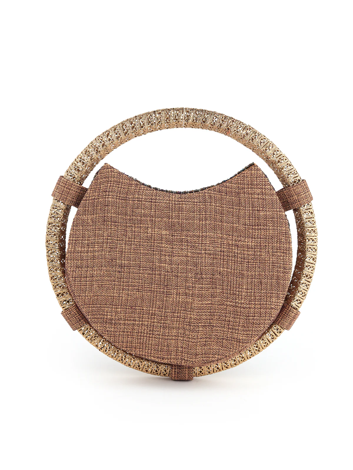 Odette Women Metallic Brown Moon Clutch - Image 6