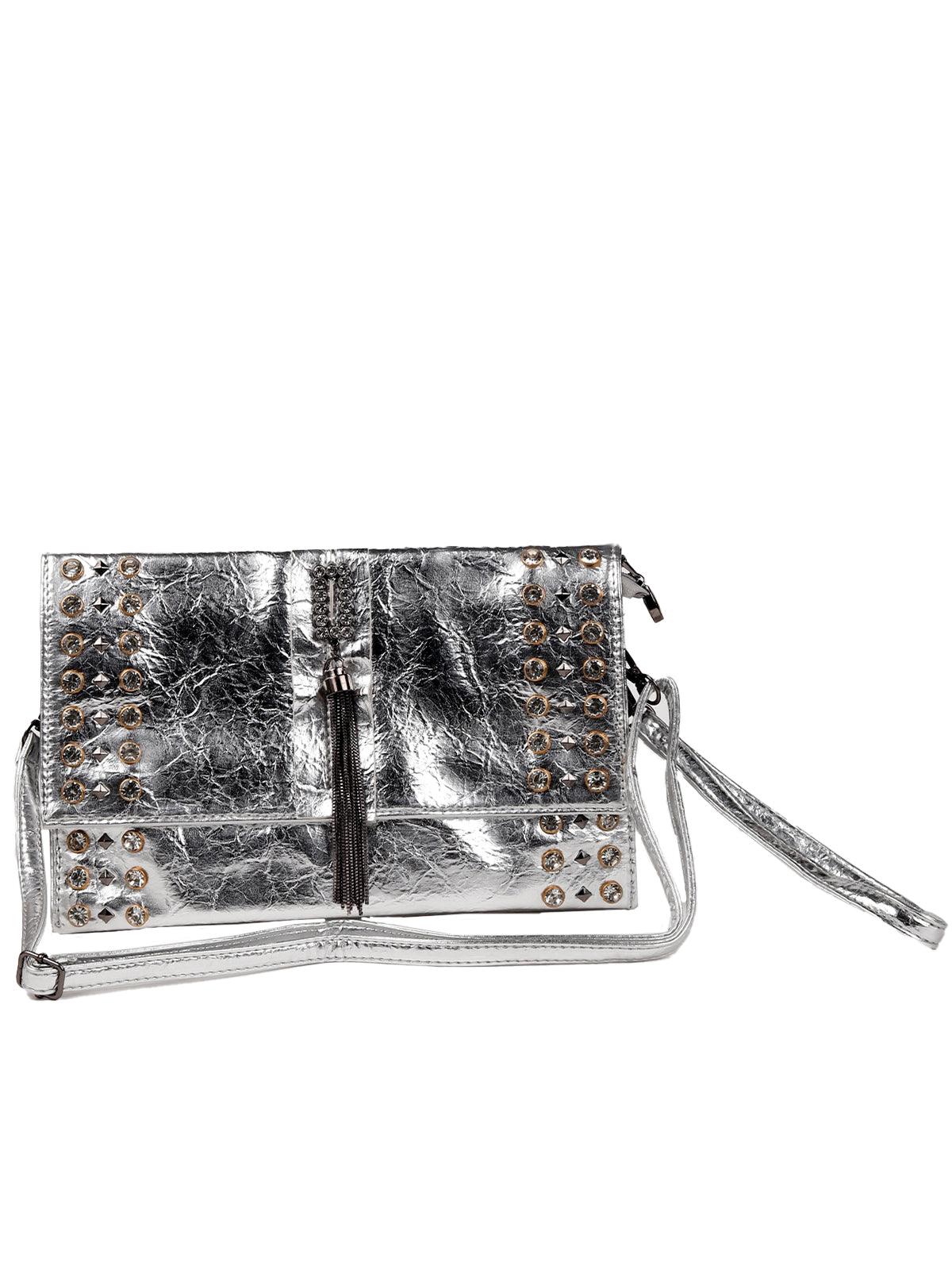 Odette Women Silver Letherette Clutch Bag - Image 3