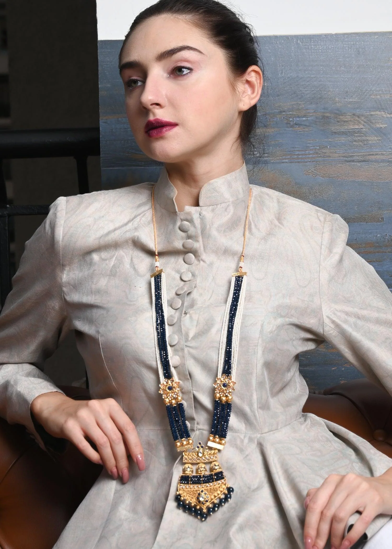 Odette Women Midnight Blue Rani Necklace Set - Image 2