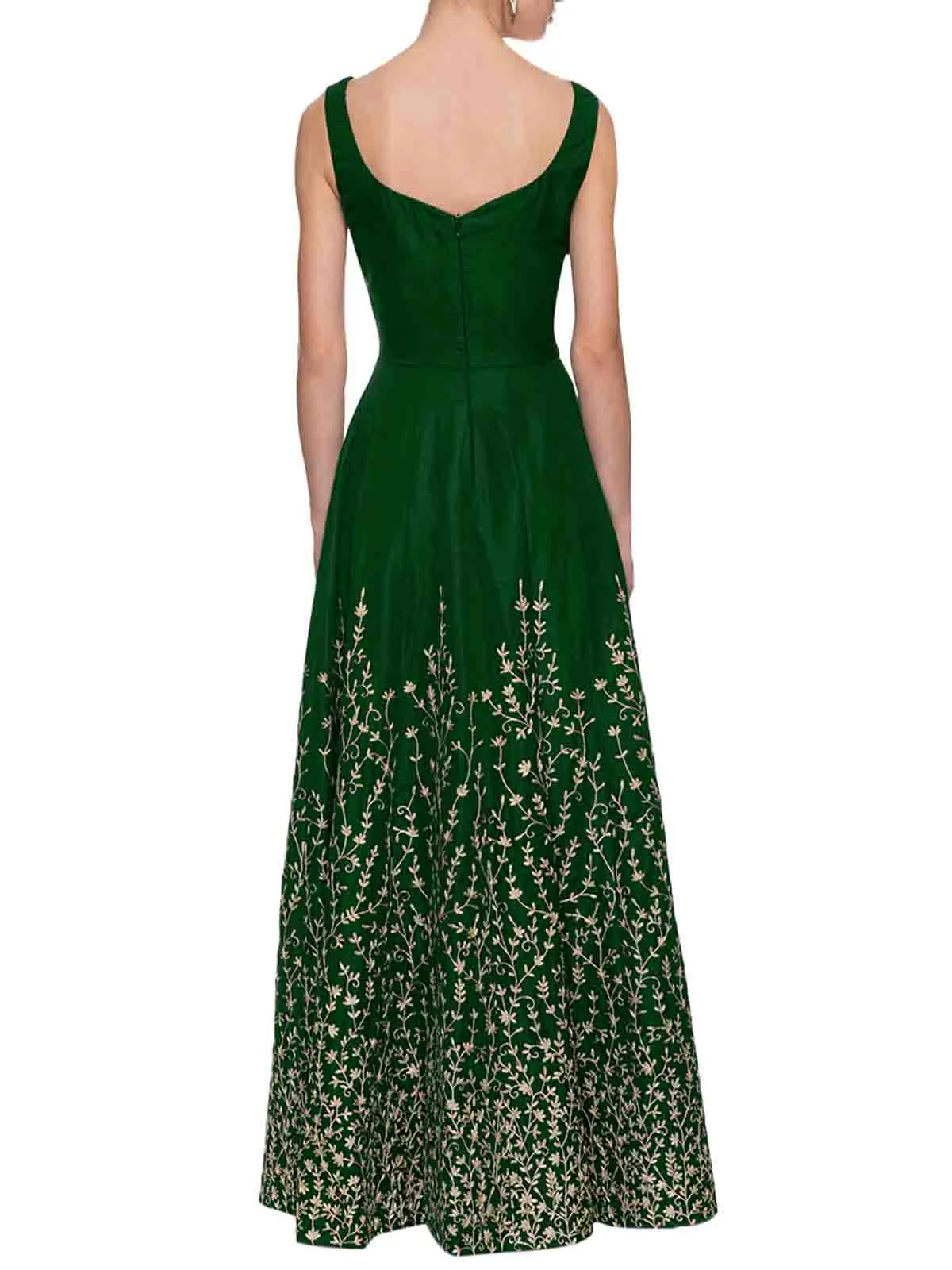 Odette Women Modern Green Semi Stitched Gown - Image 4