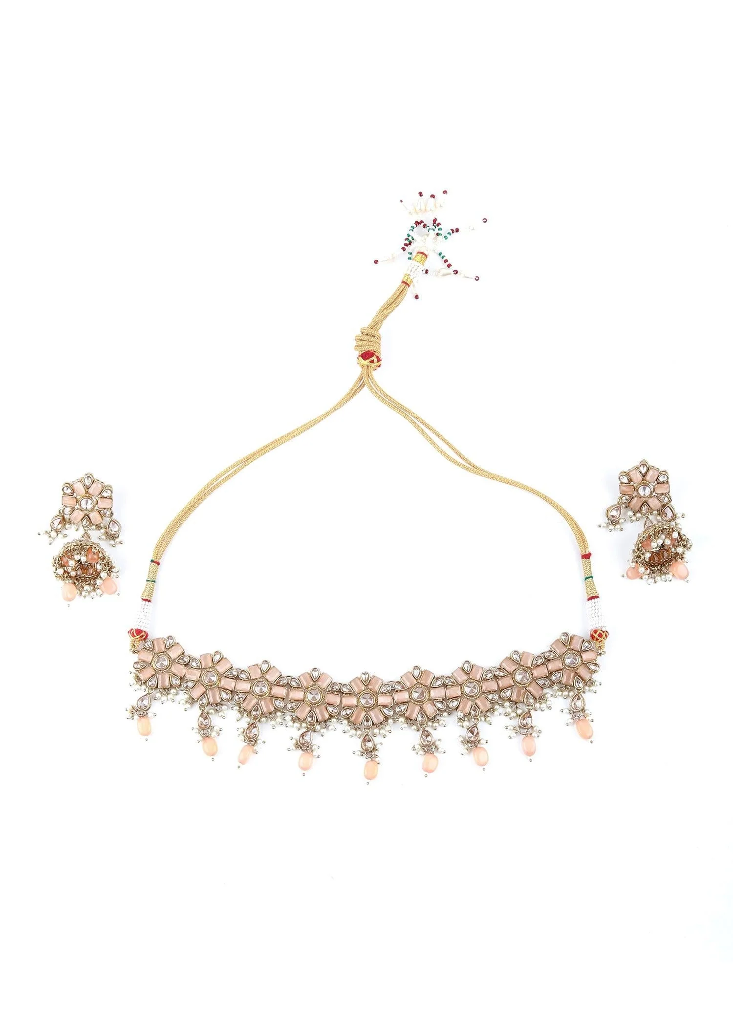 Odette Women Modern Peach Choker Set - Image 3