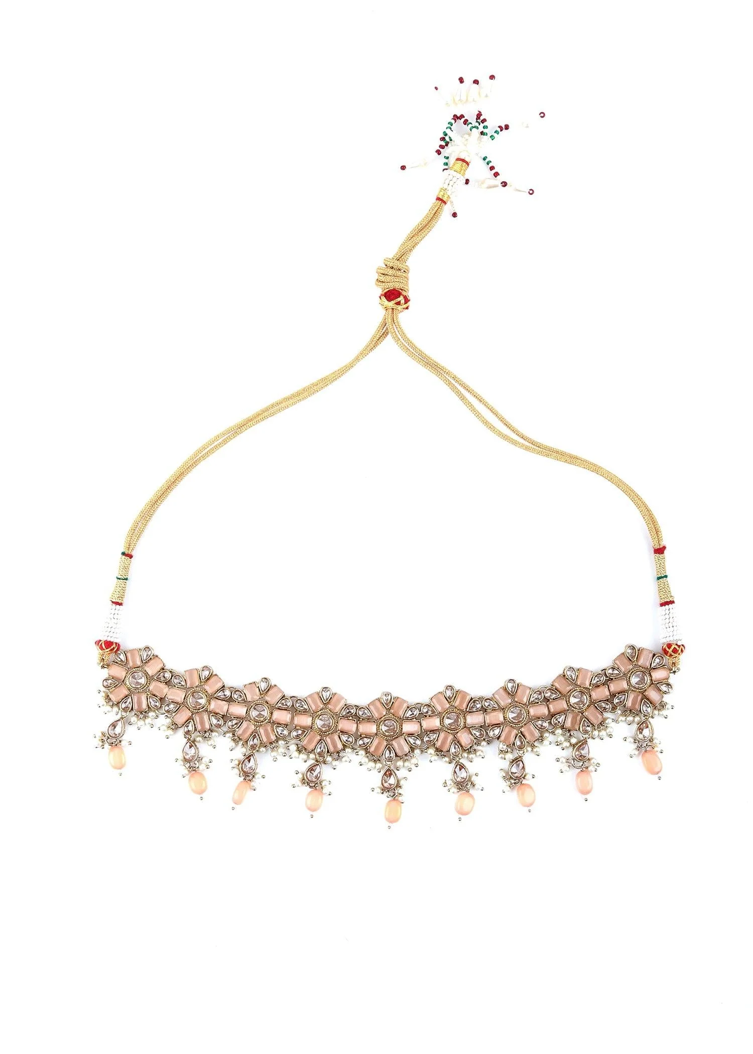 Odette Women Modern Peach Choker Set - Image 4