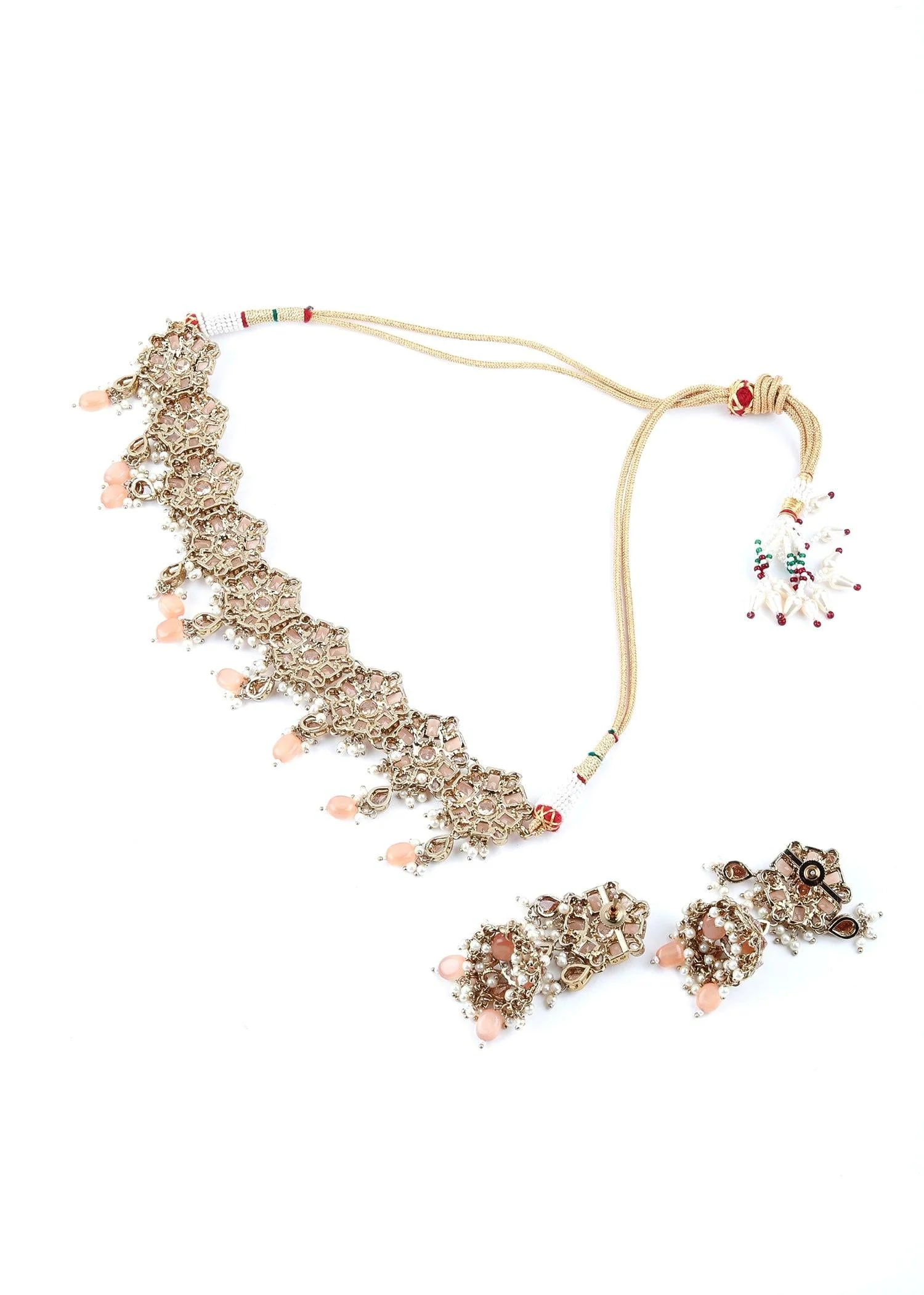 Odette Women Modern Peach Choker Set - Image 6