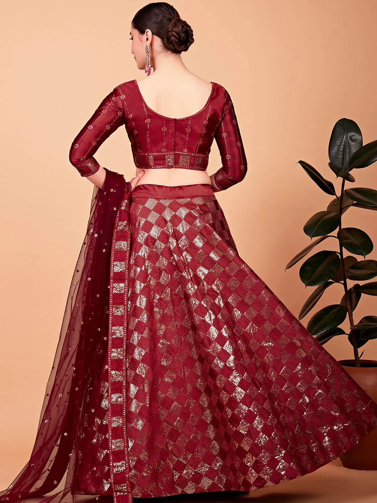 Odette Women Modish Red Silk Blend Semi Stitched Lehenga With Unstitched Blouse - Image 4