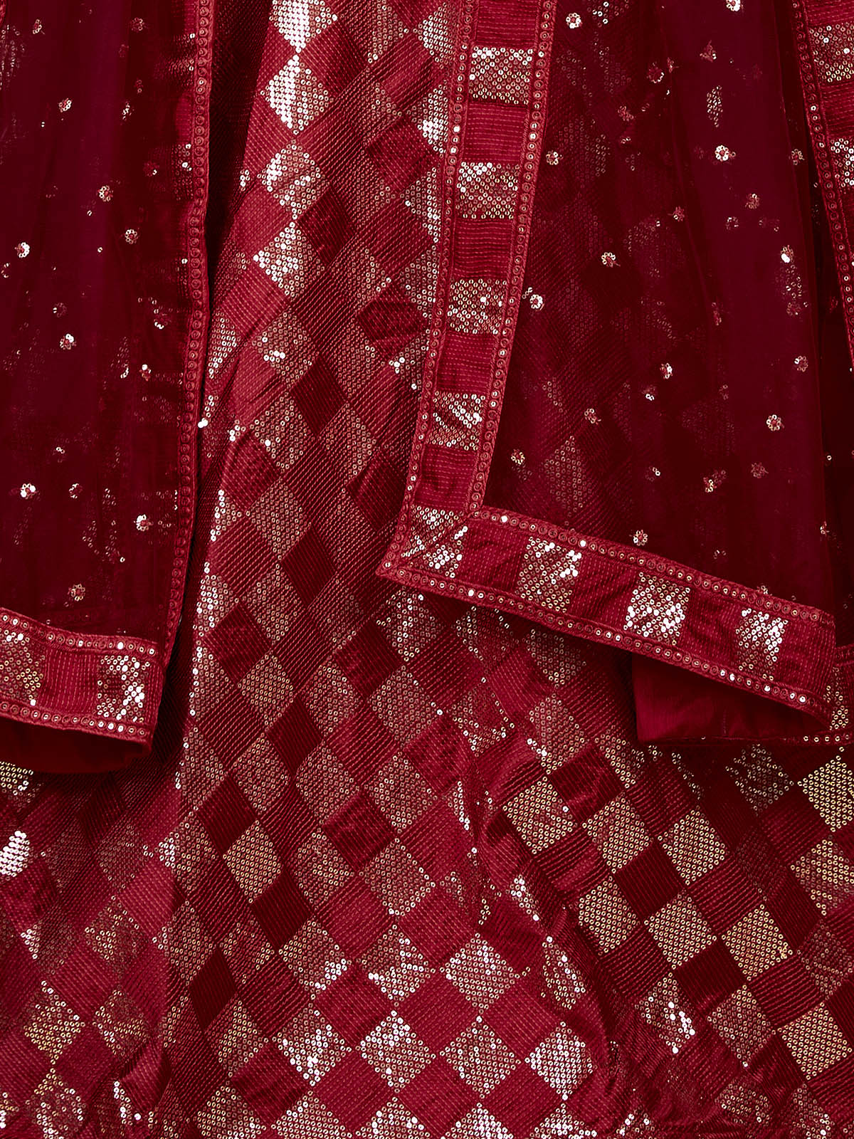 Odette Women Modish Red Silk Blend Semi Stitched Lehenga With Unstitched Blouse - Image 5
