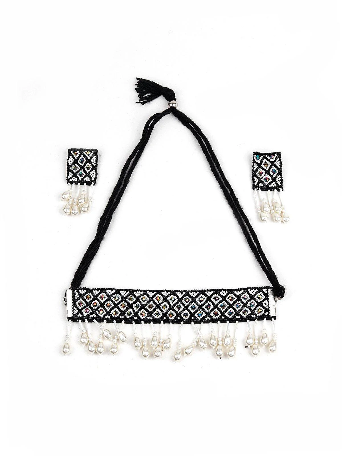 Odette Women White & Black Metal Necklace - Image 4
