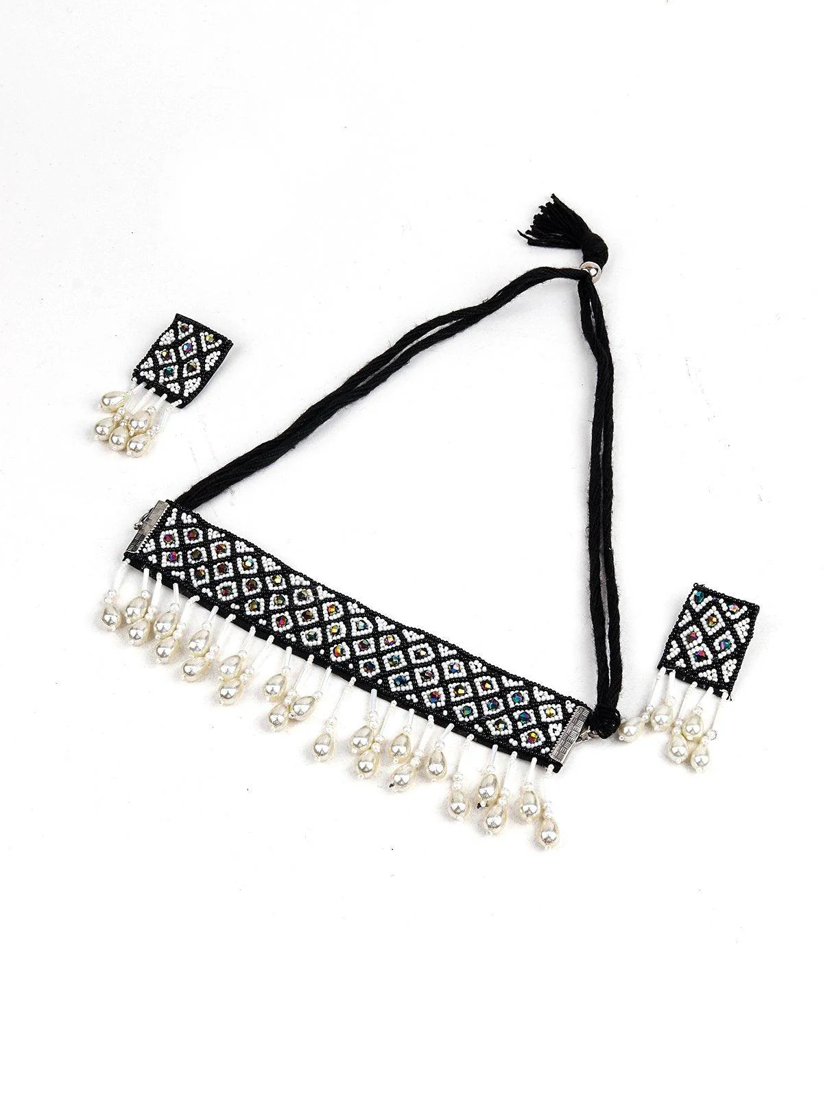 Odette Women White & Black Metal Necklace - Image 6