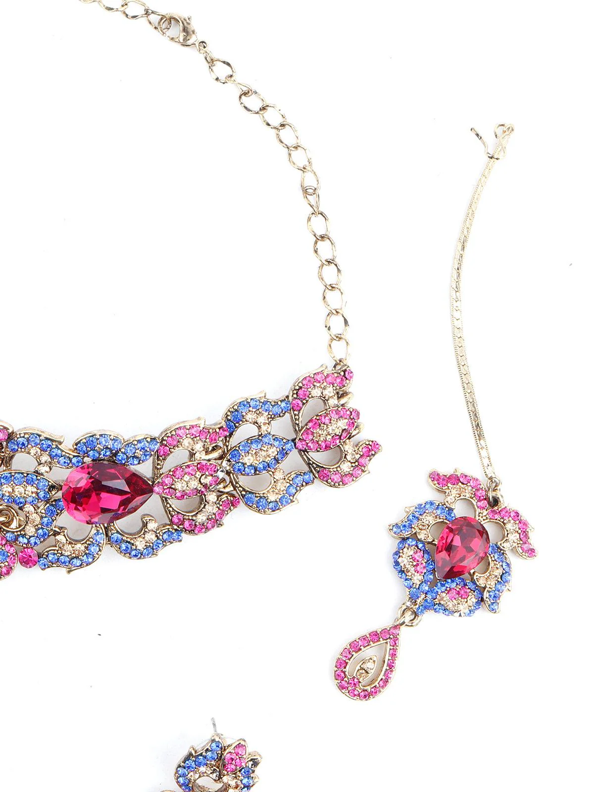 Odette Women Multi Color Crystal Necklace Set - Image 4