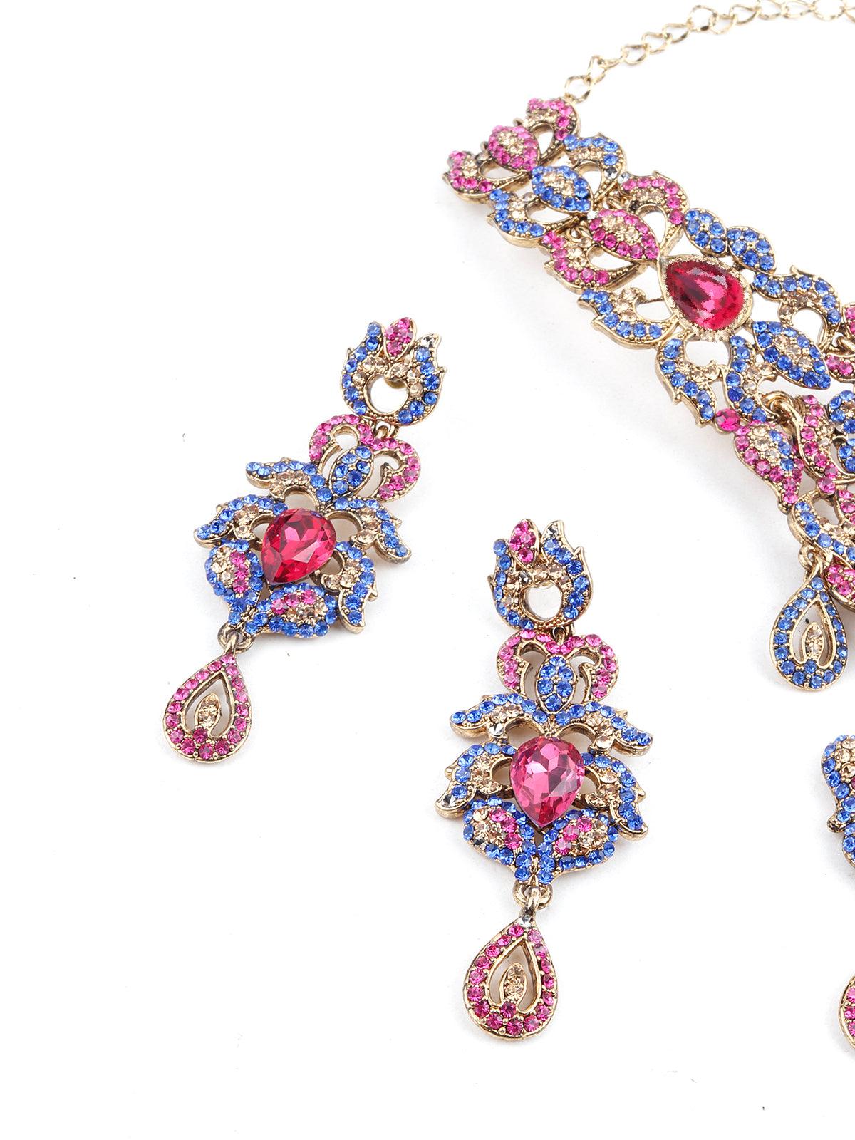 Odette Women Multi Color Crystal Necklace Set - Image 5