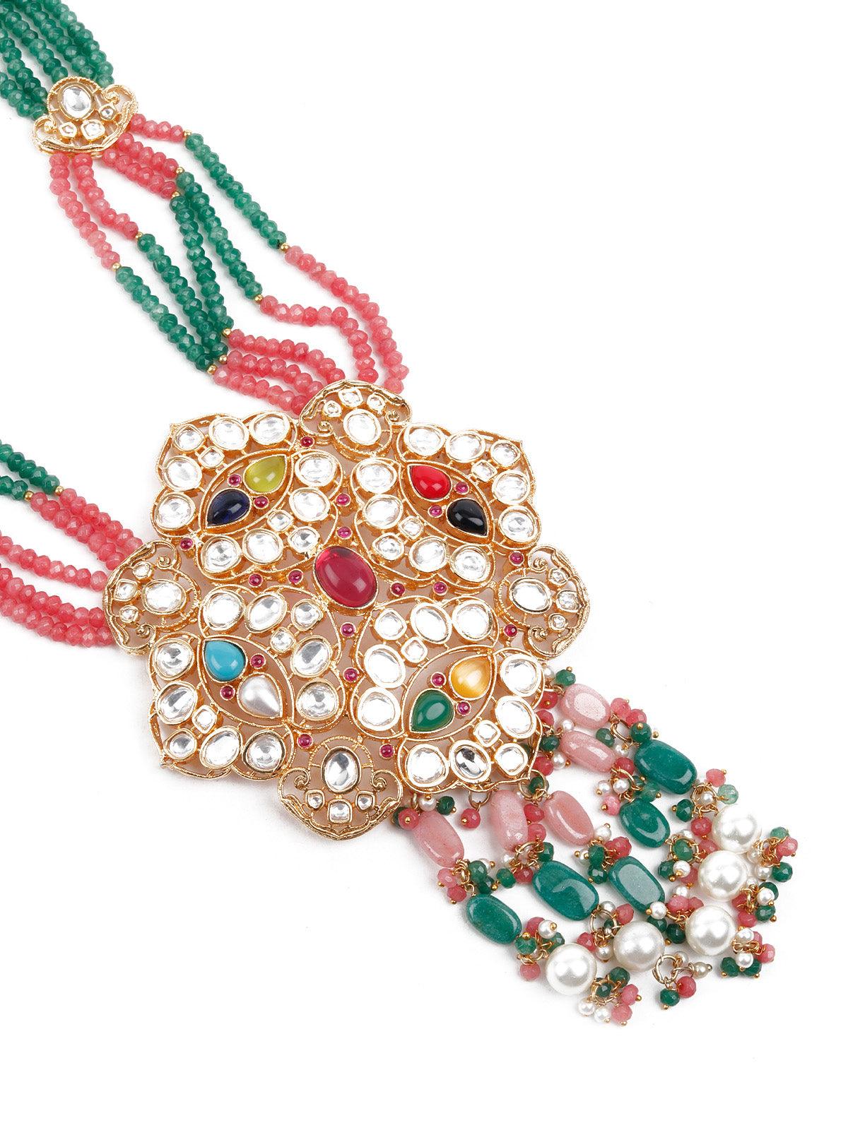 Odette Women Multi Colored Rani Har Necklace Set - Image 5