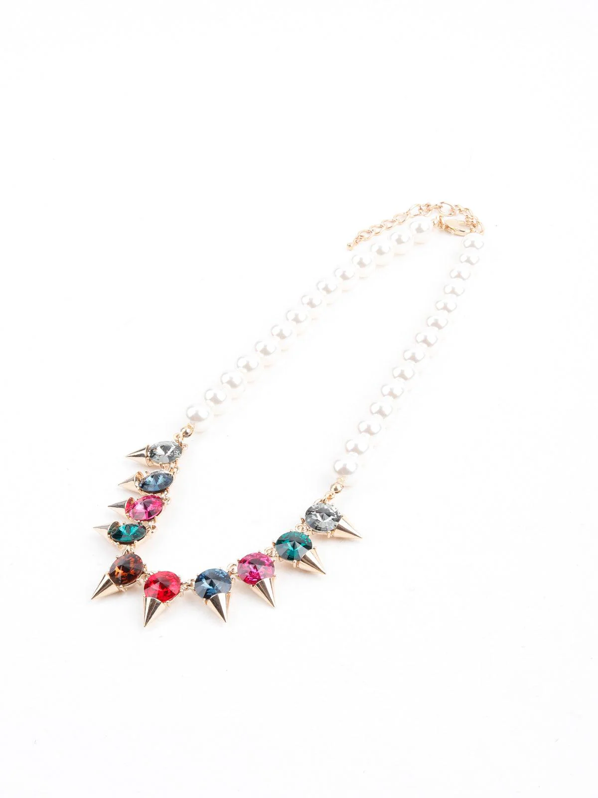 Odette Women Multi-Coloured Rhine Stones And Beaded Pearl Necklace - Image 5