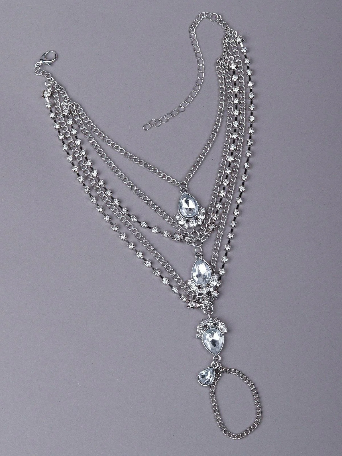 Odette Women Silver Metal Hathphool - Image 3