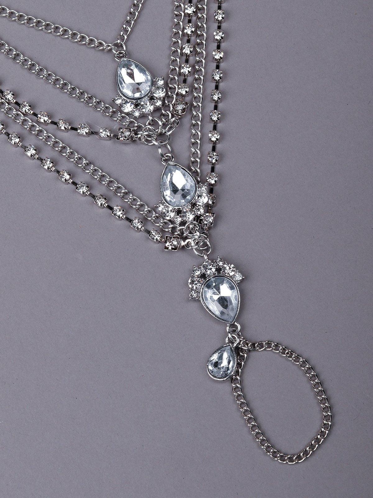Odette Women Silver Metal Hathphool - Image 6