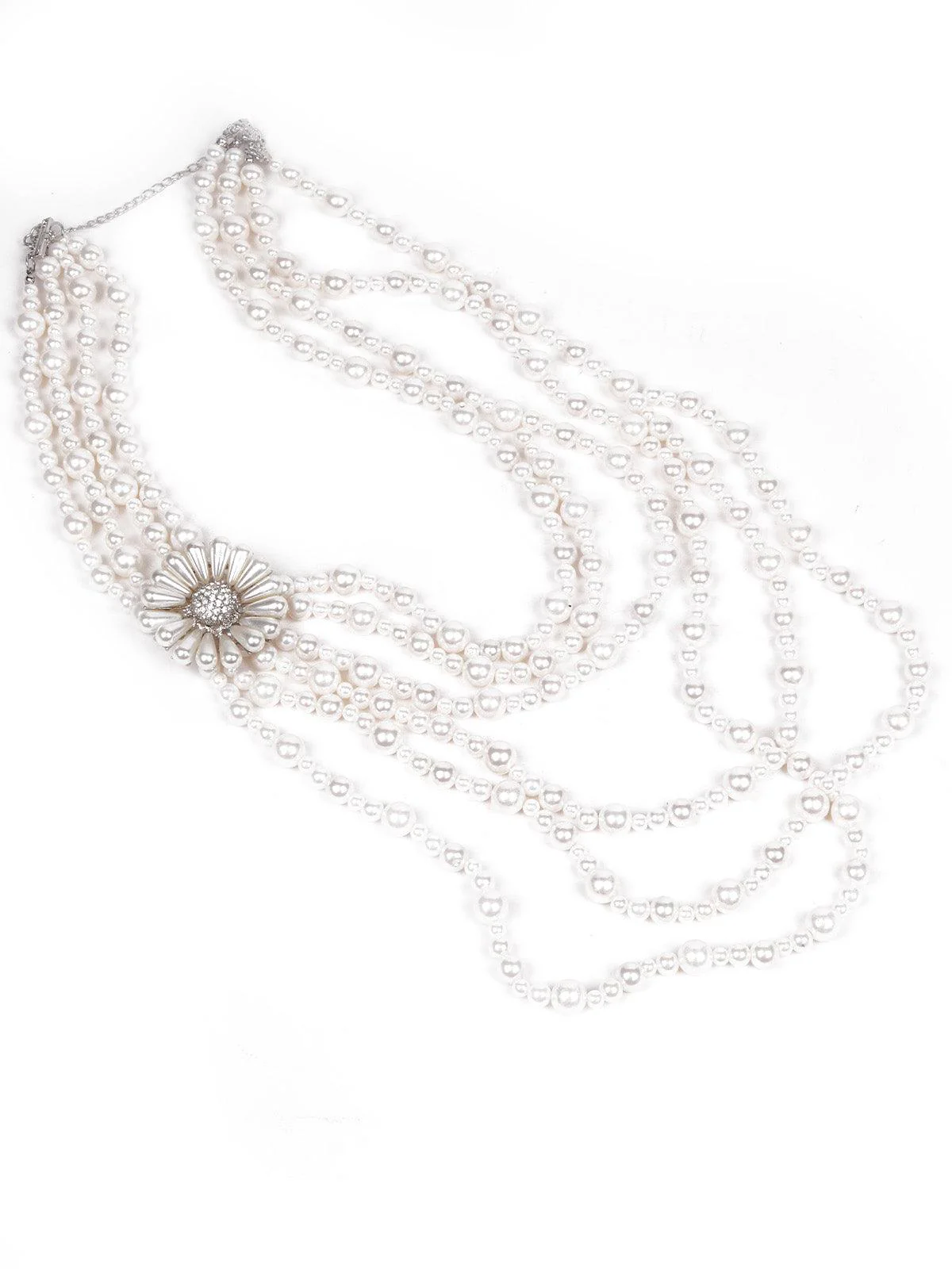 Odette Women White Rhinestones L Necklace - Image 4