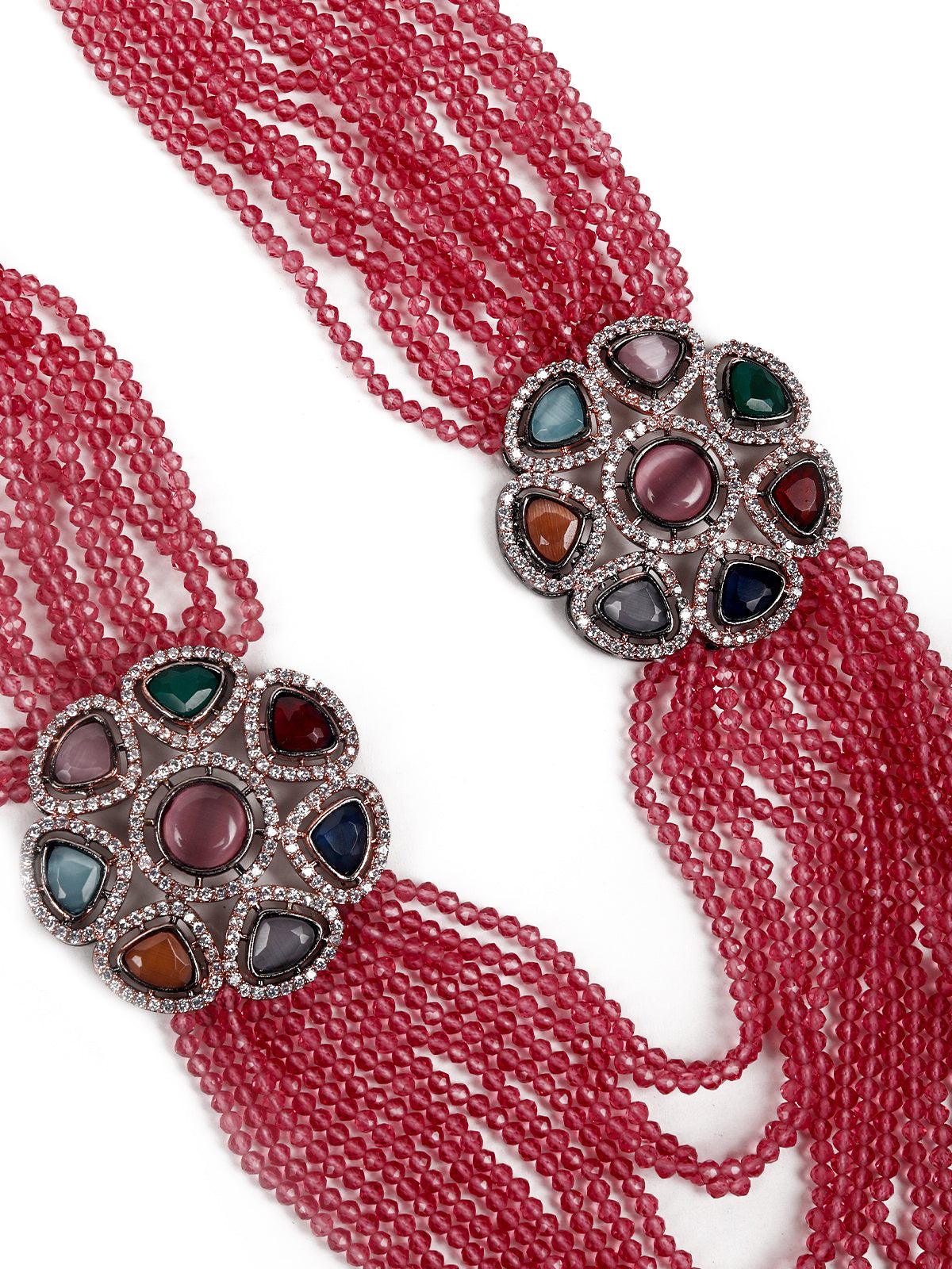 Odette Women Pink Pearl Necklace Set - Image 4