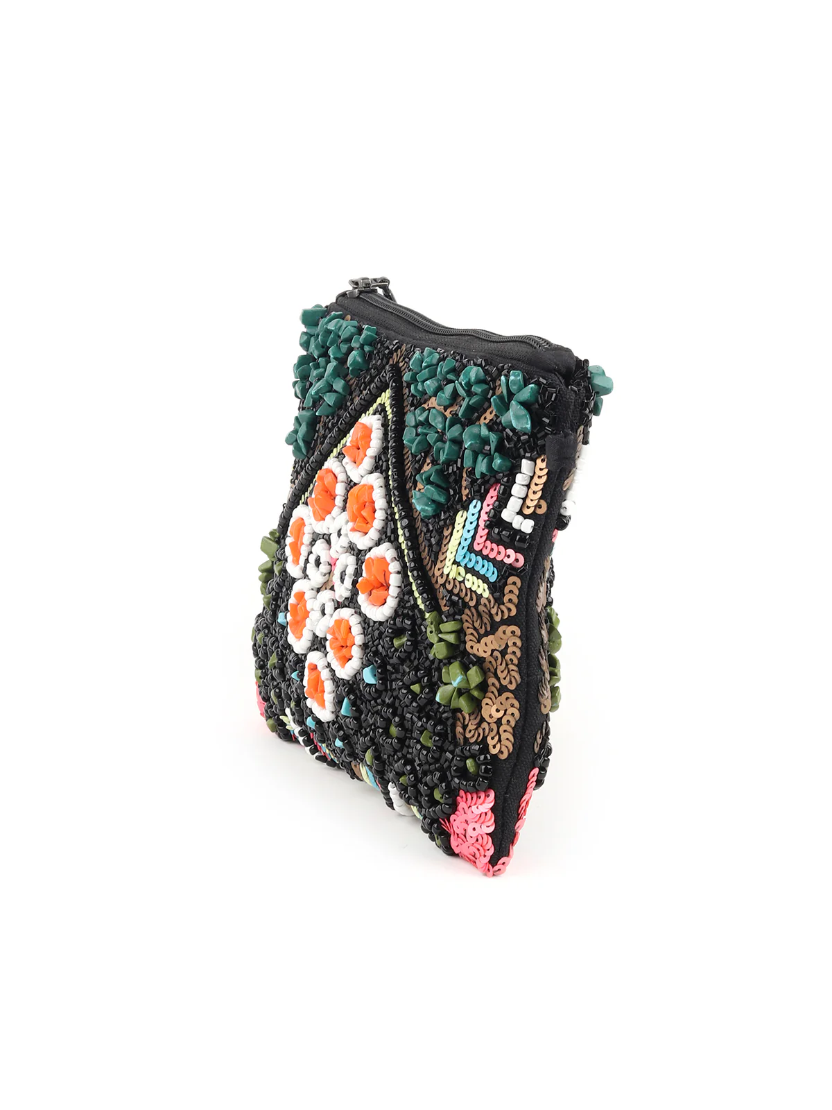Odette Women Multicolor Beads And Sequins Embroidered Clutch - Image 4