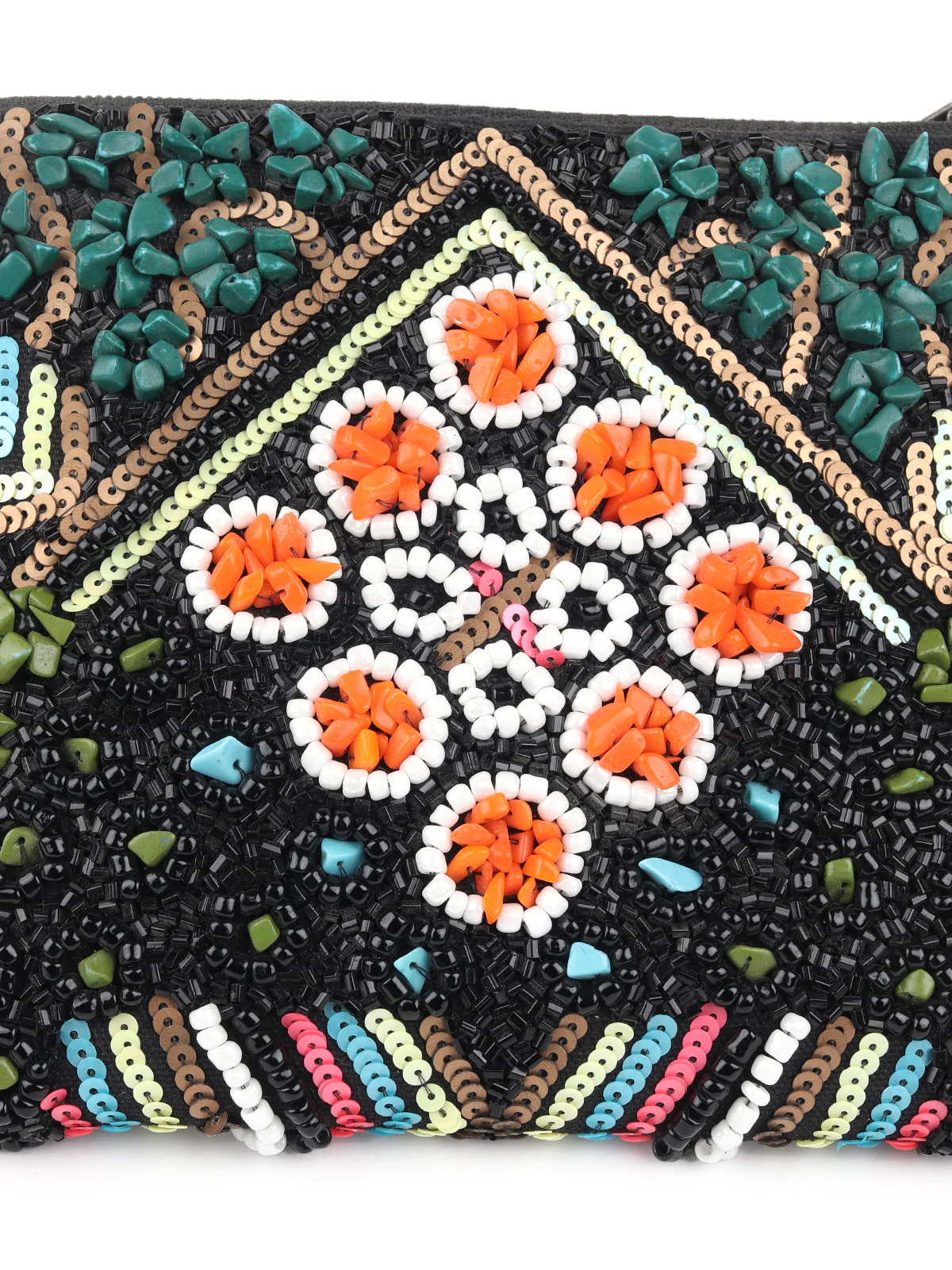 Odette Women Multicolor Beads And Sequins Embroidered Clutch - Image 7