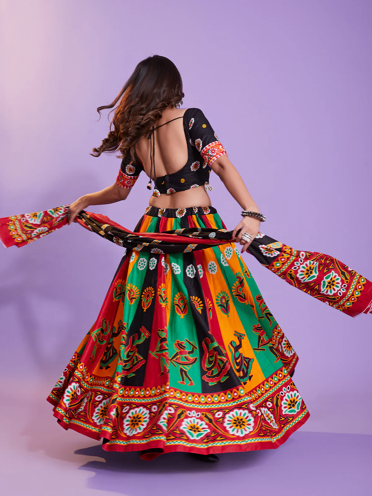 Odette Women Multicolor Cotton Printed  Stitched Lehenga Choli - Image 4