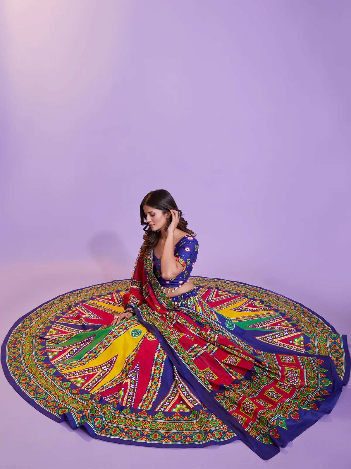 Odette Multicolor Cotton Printed Stitched Lehenga Choli For Women - Image 2