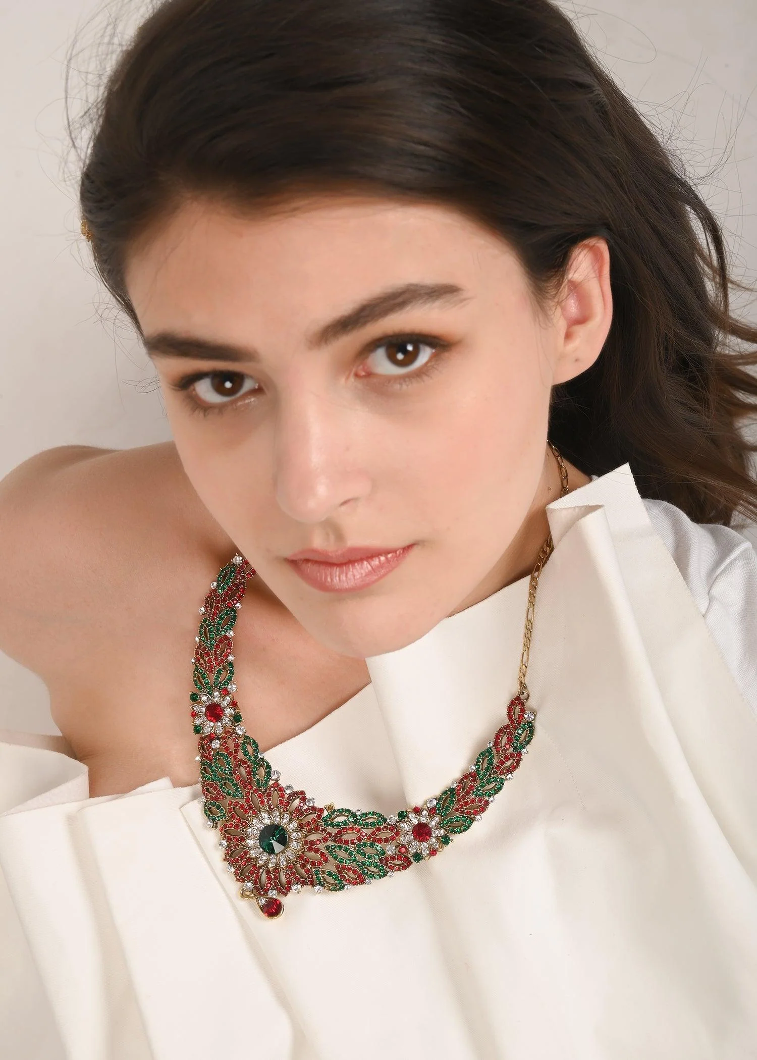 Odette Women Multicolor Crystal Necklace Set - Image 2