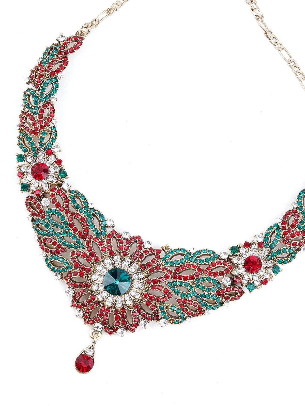 Odette Women Multicolor Crystal Necklace Set - Image 4