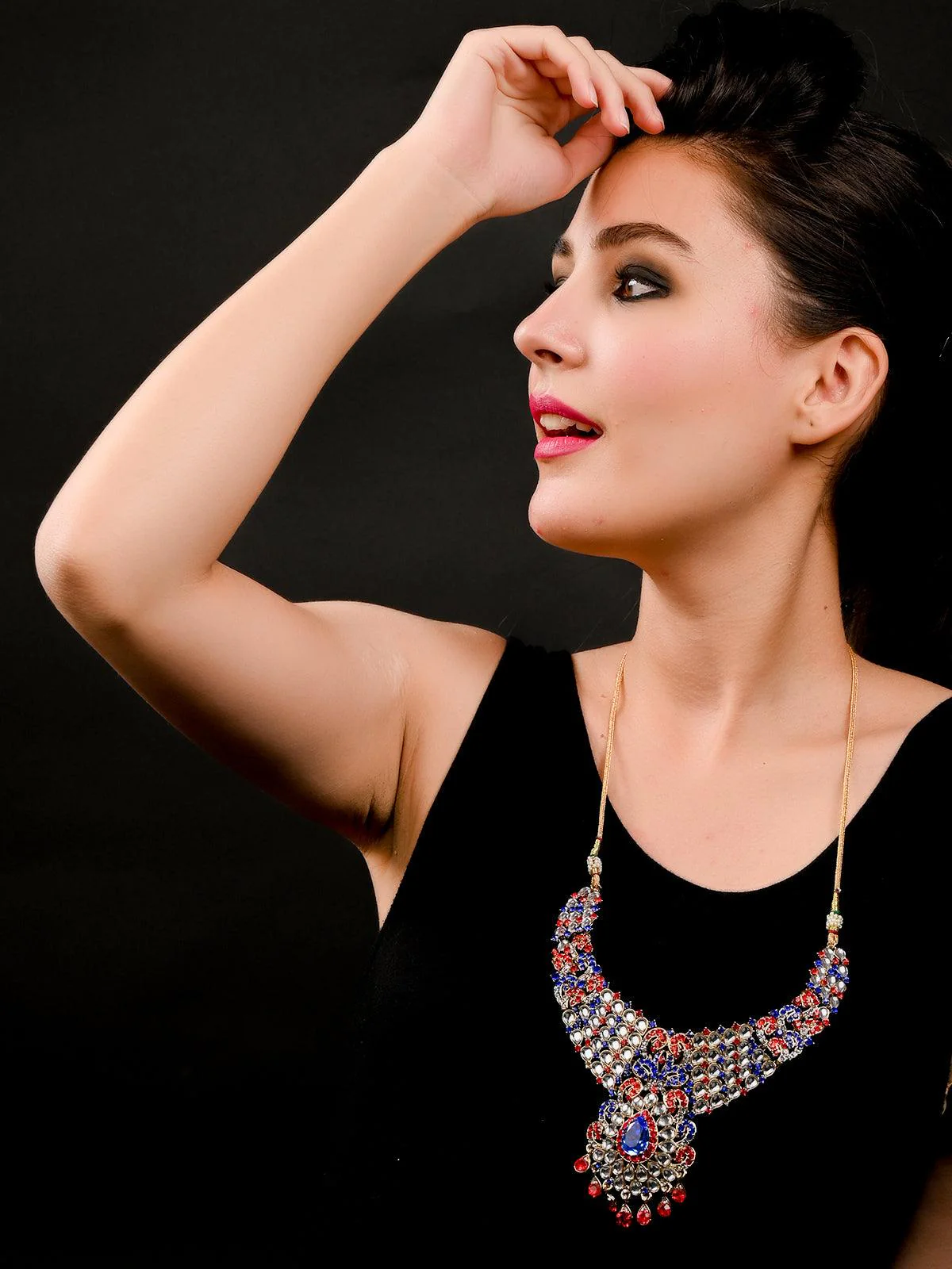 Odette Women Multicolor Crystal Necklace Set - Image 2