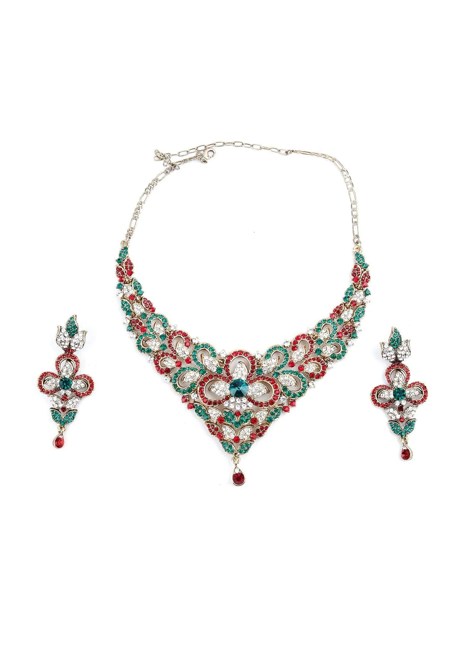 Odette Women Multicolor Crystal Necklace Set - Image 3