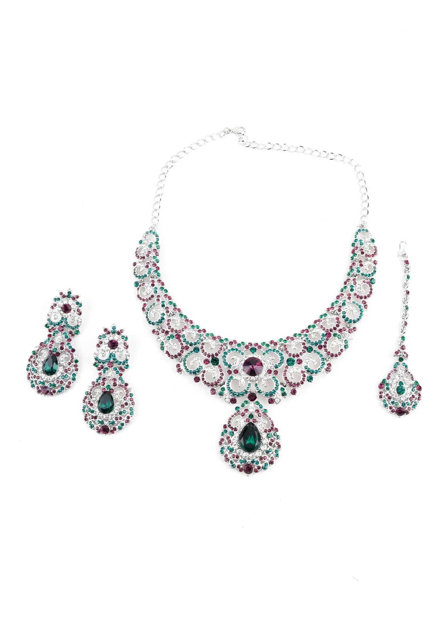 Odette Women Multicolor Crystal Necklace Set - Image 3