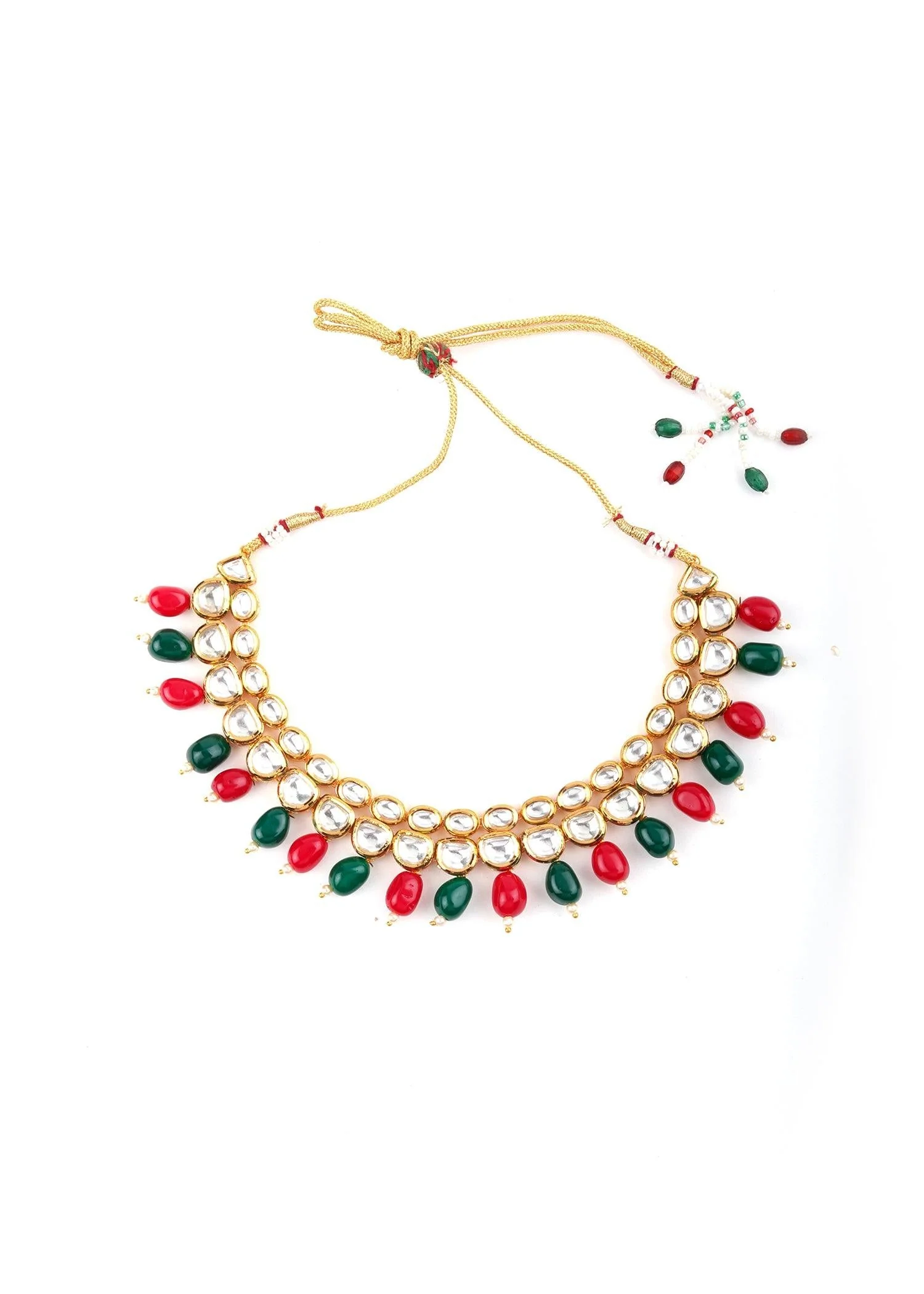 Odette Women Multicolor Kundan Necklace Set - Image 4
