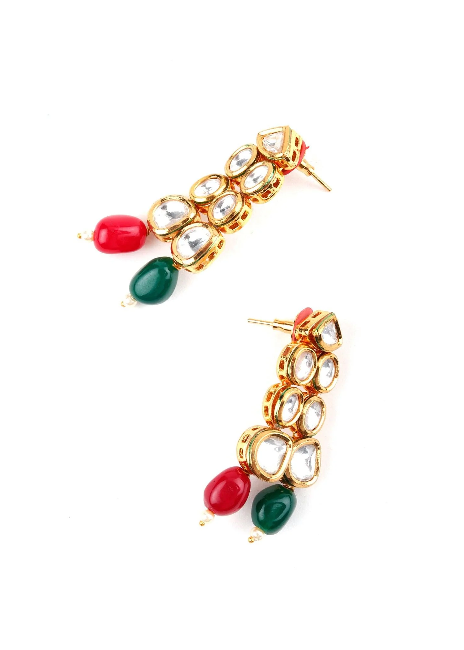 Odette Women Multicolor Kundan Necklace Set - Image 5