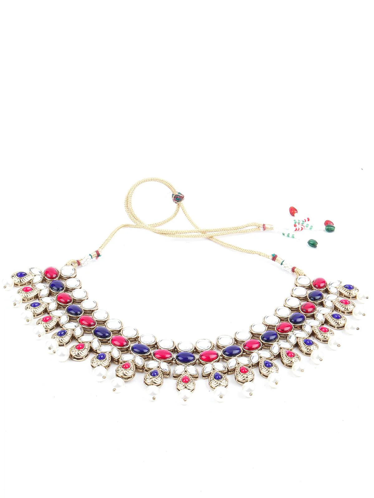Odette Women Multicolor With Pearls Necklace Set - Image 4