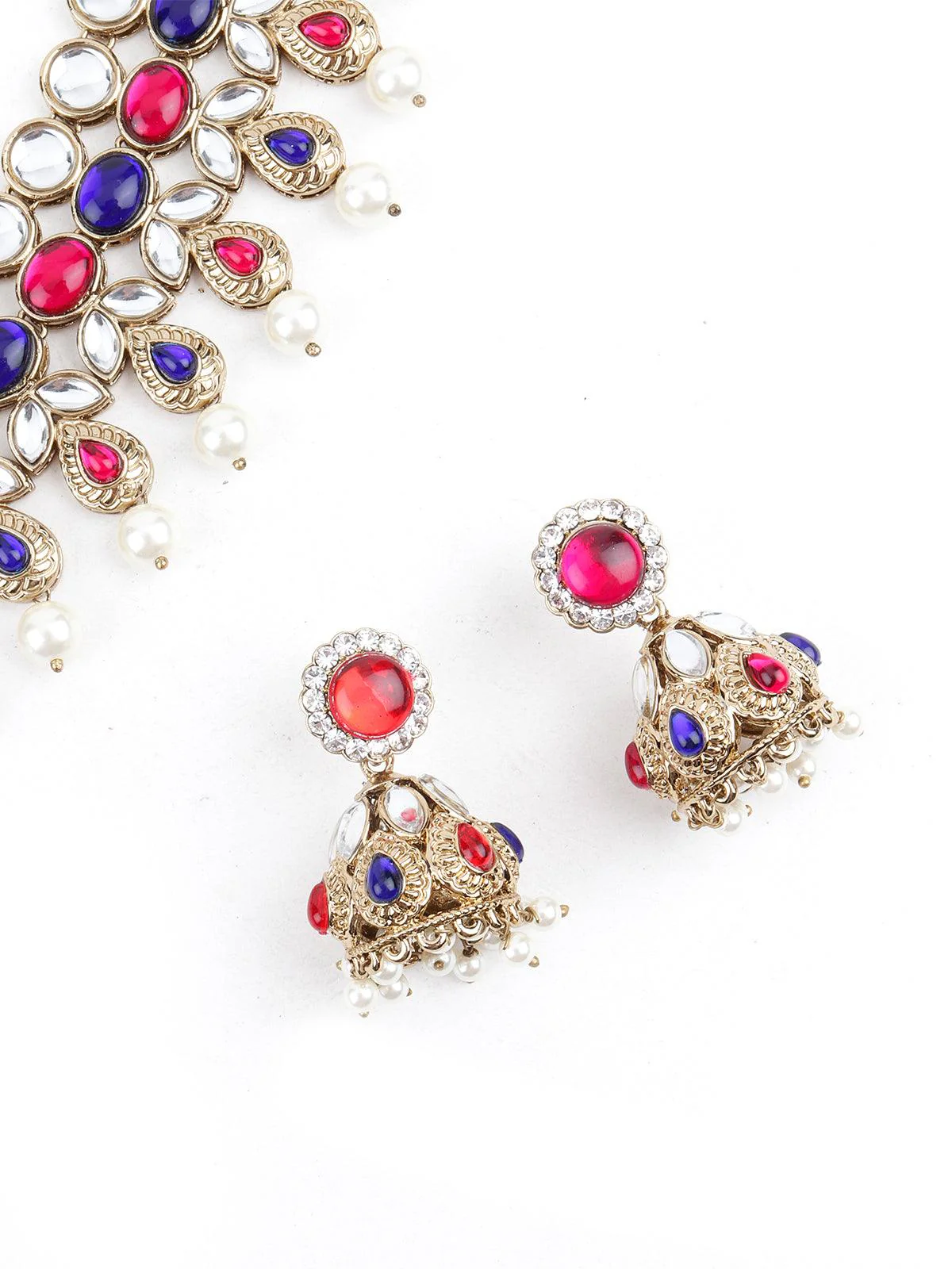 Odette Women Multicolor With Pearls Necklace Set - Image 5