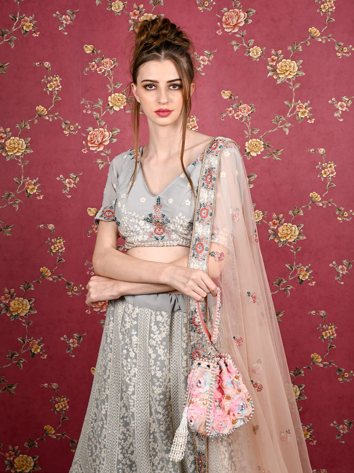 Odette Women Multicolored Embellished Potli Bag - Image 2