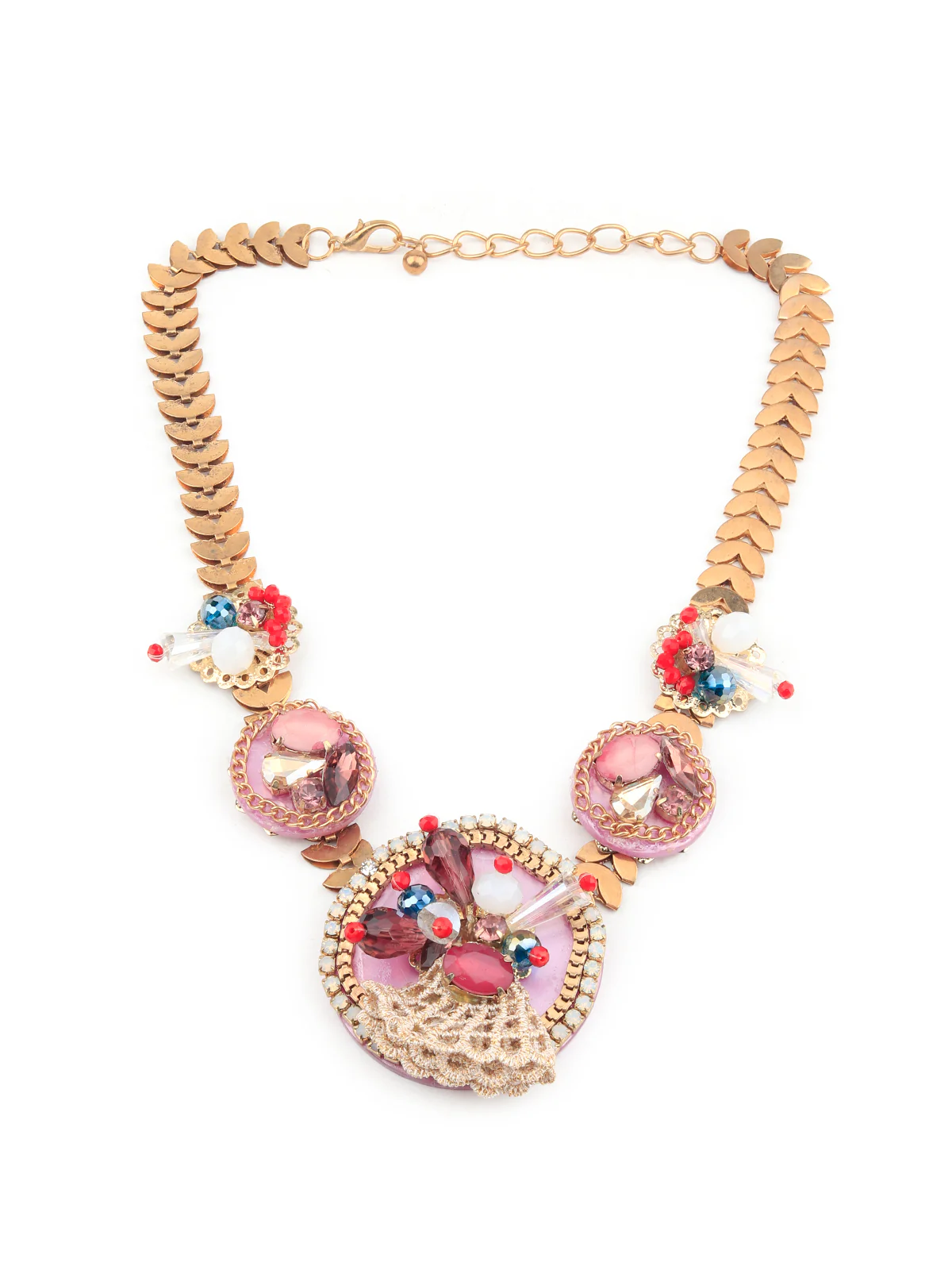 Odette Women Multicolored Fancy Neckiece With Chunkets - Image 4