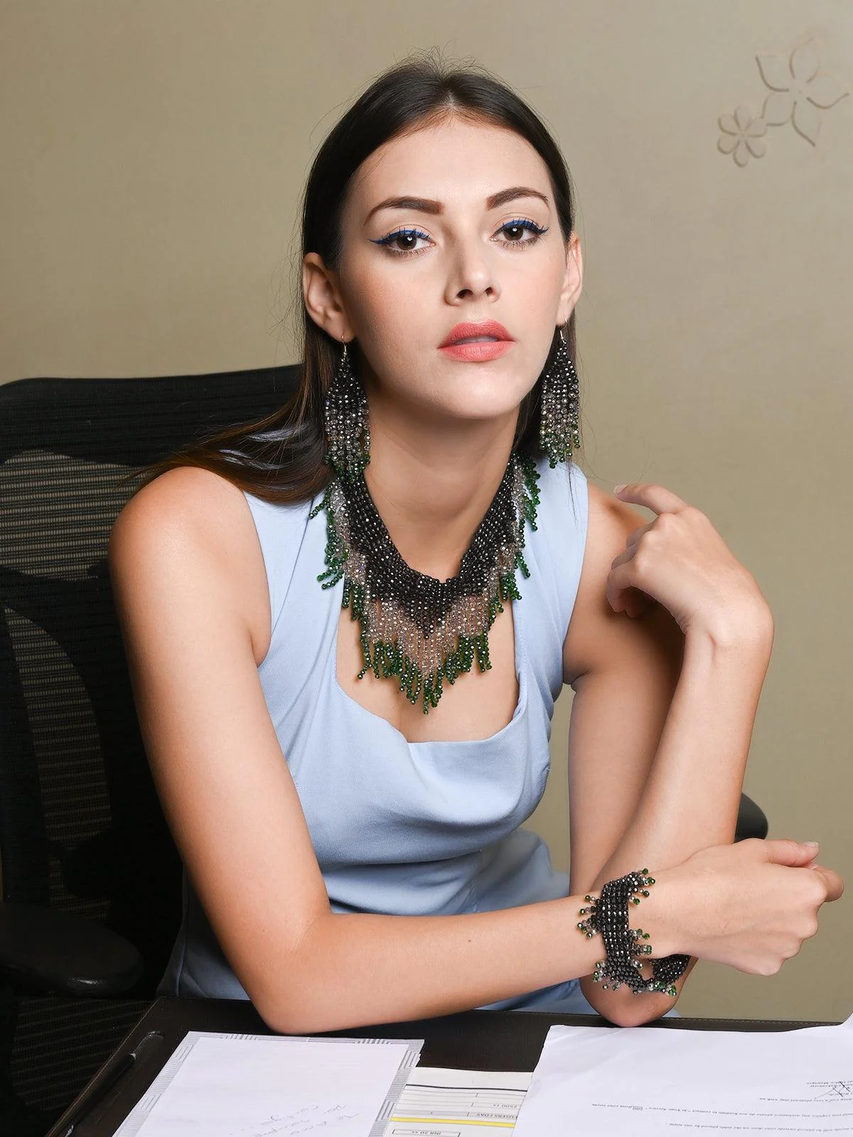 Odette Women Multicolor Crystal Choker Set - Image 2