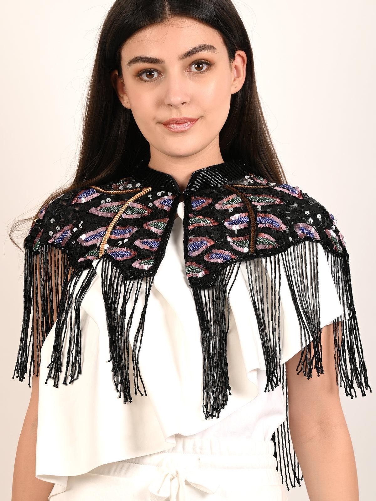 Odette Women Multicolour Embellished Cape - Image 2