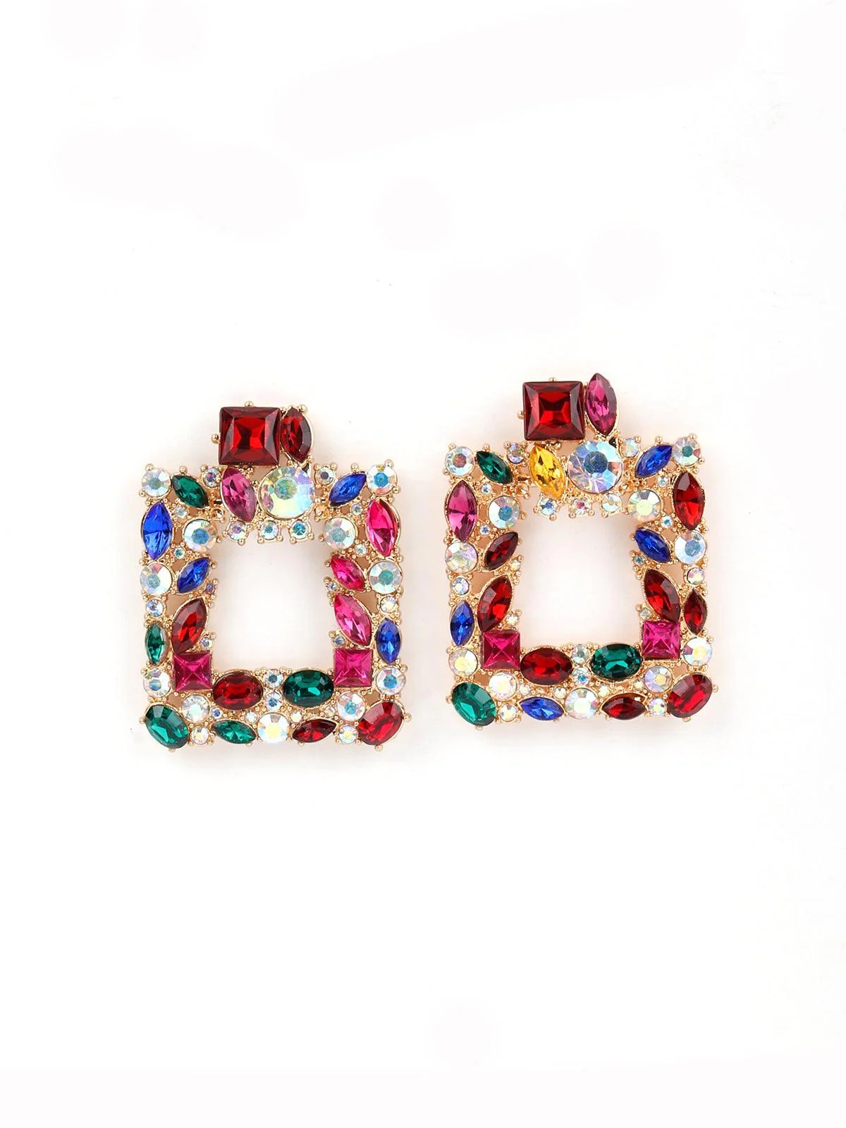 Odette Women Multicolour Square Rhinestone Earring - Image 3