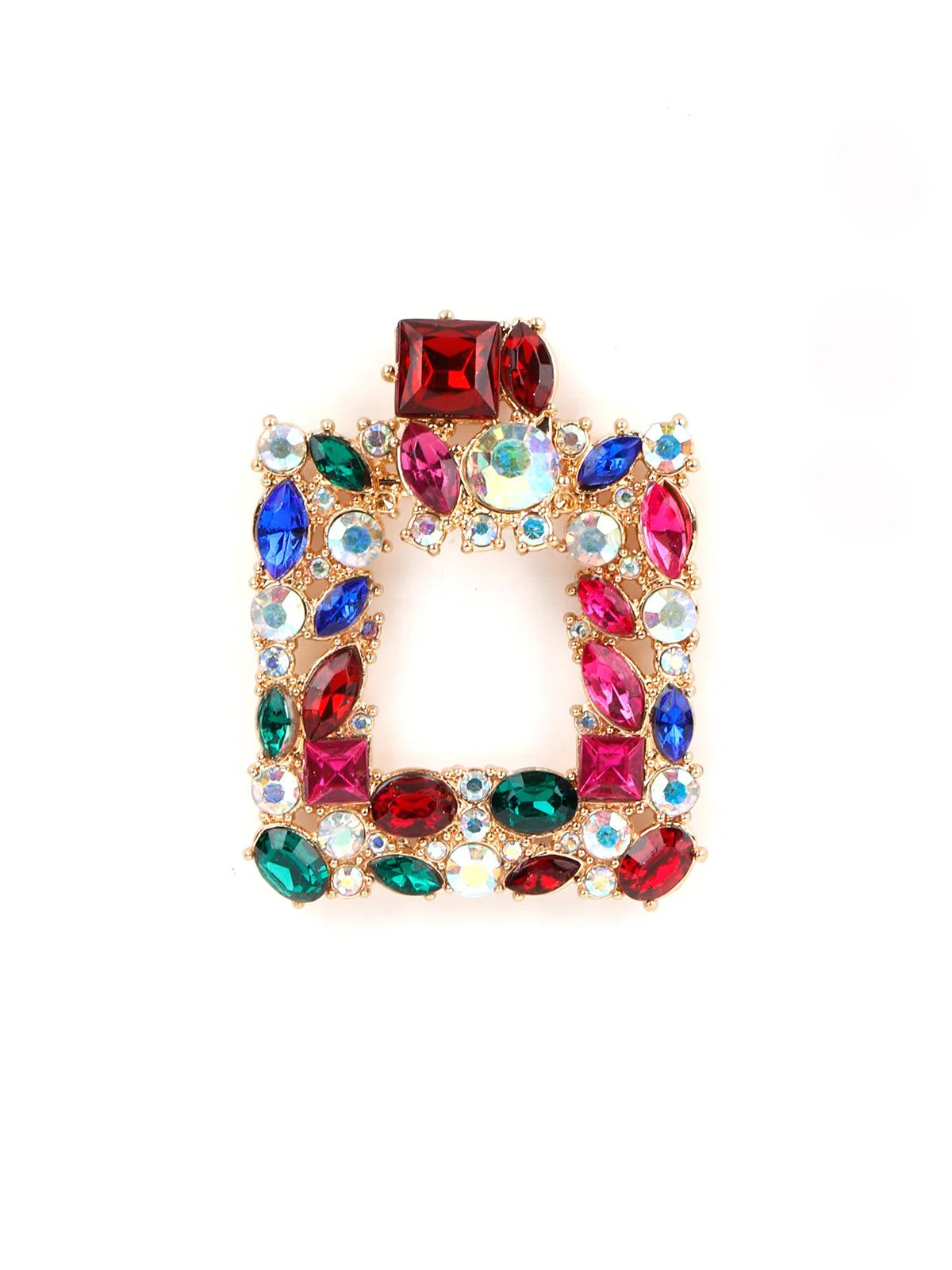 Odette Women Multicolour Square Rhinestone Earring - Image 4