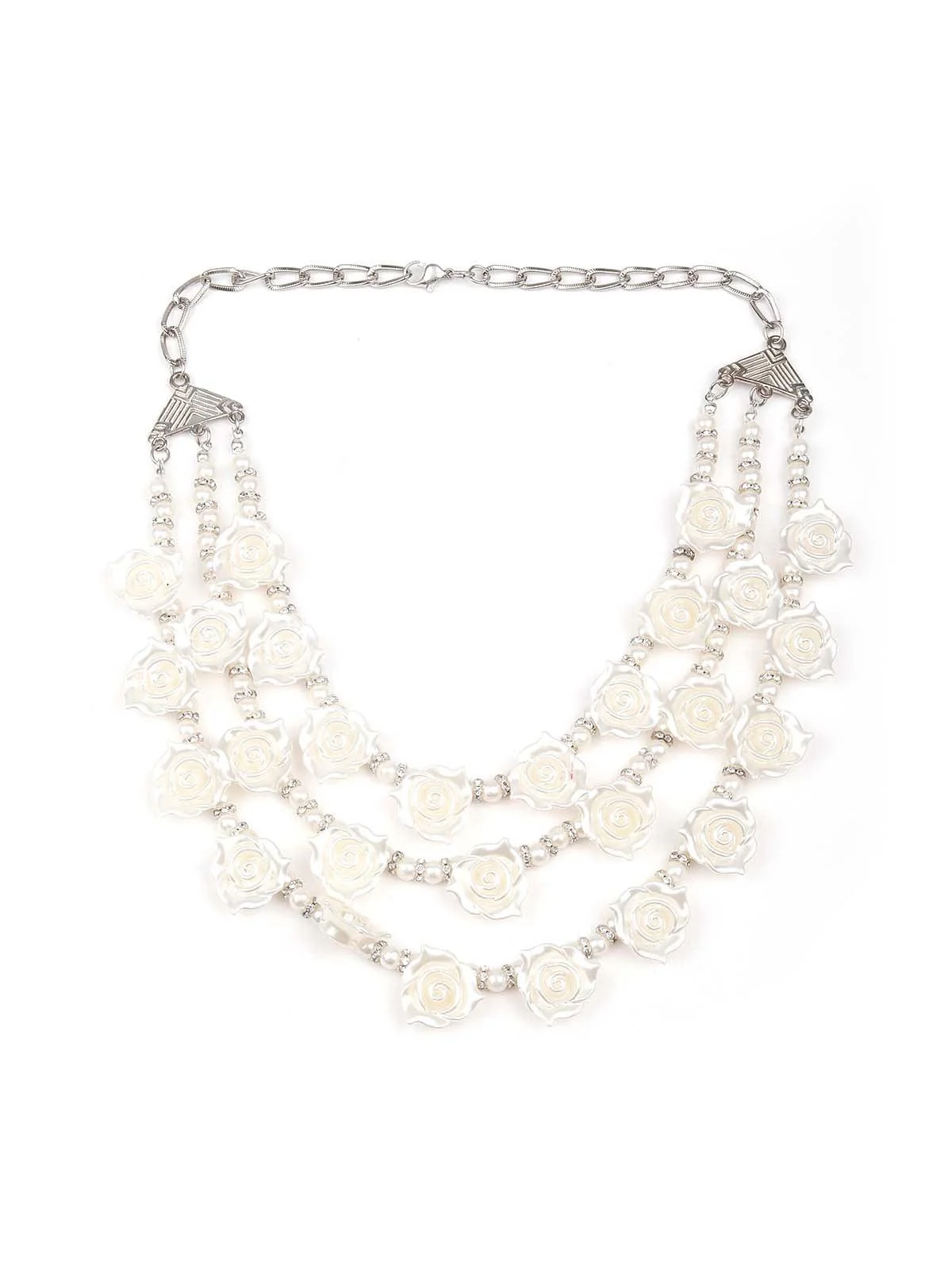 Odette Exquisite White Rose Layered Necklace For Women - Image 3