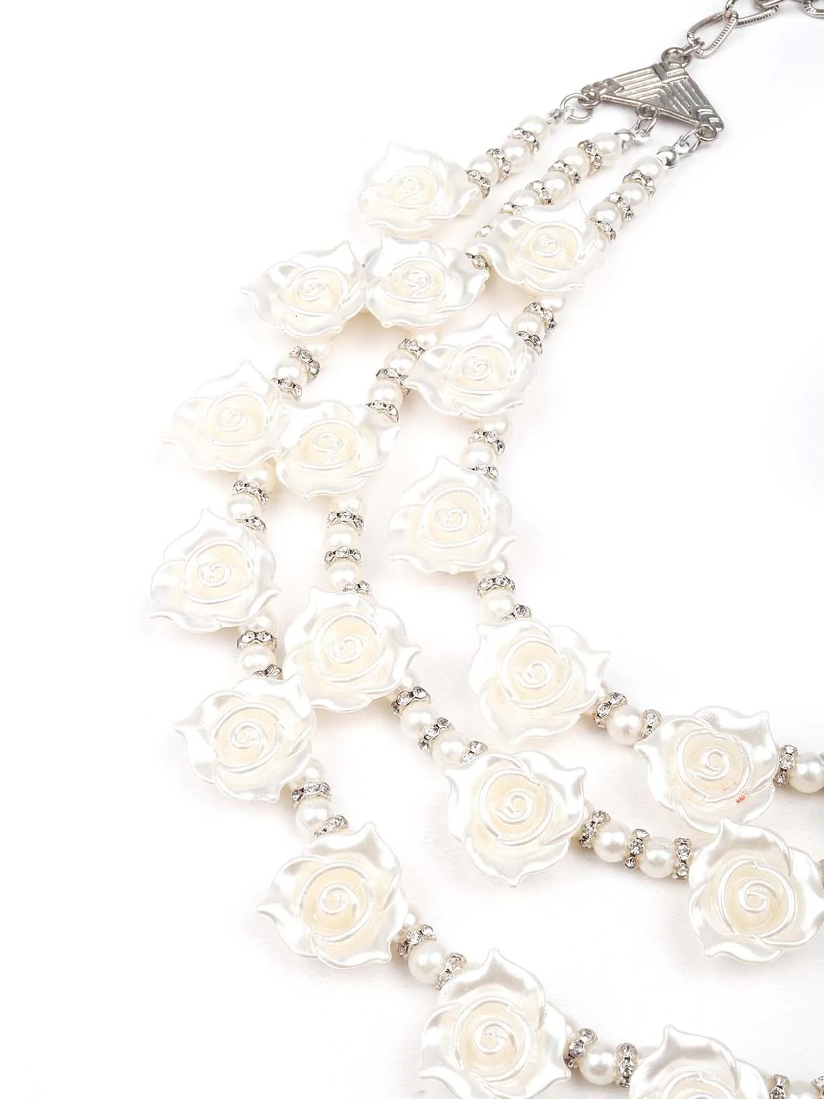 Odette Exquisite White Rose Layered Necklace For Women - Image 5