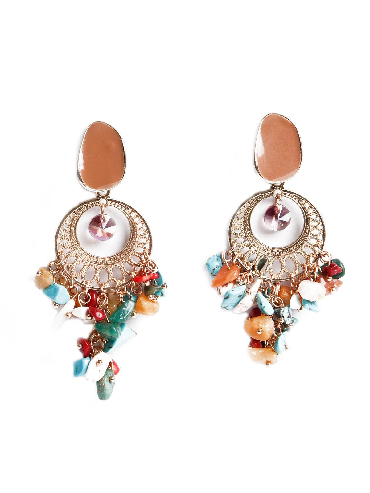 Odette Women Multicoloured Clustered Drop Earrings - Image 3