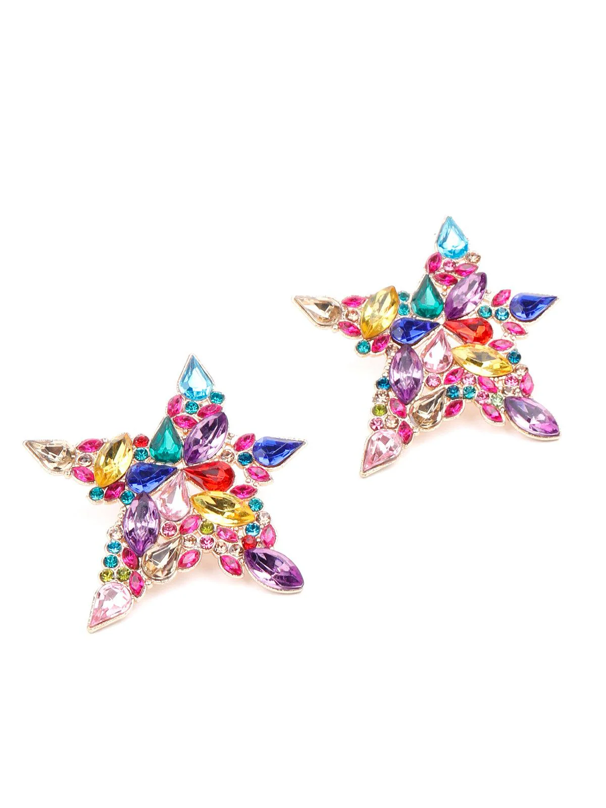 Odette Women Multicoloured Gemstone Metal Earrings - Image 5