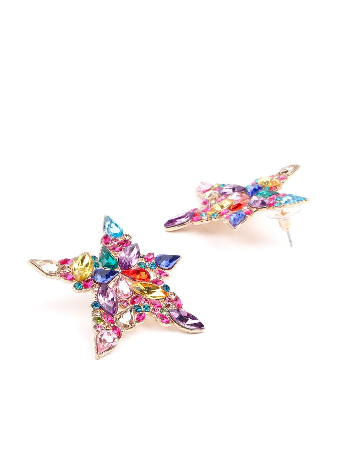 Odette Women Multicoloured Gemstone Metal Earrings - Image 6
