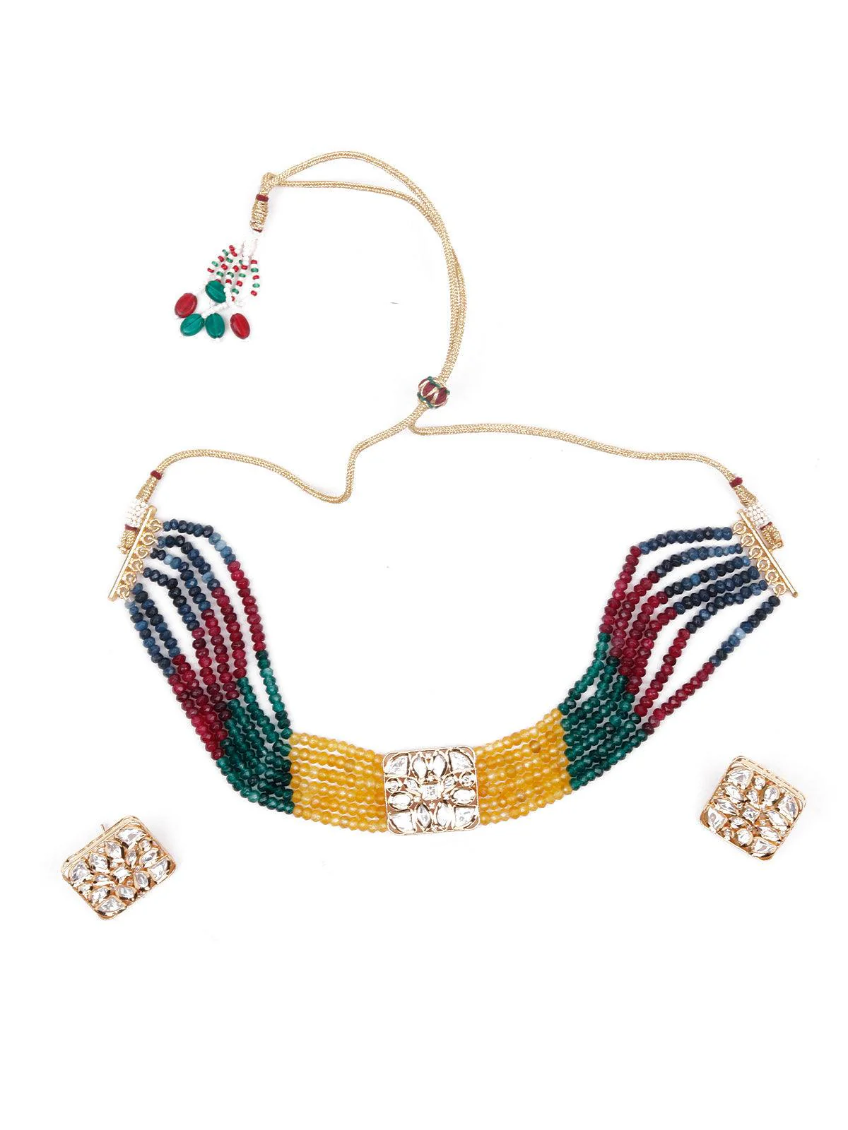 Odette Women Multilayered Metal Choker Necklace Set - Image 3
